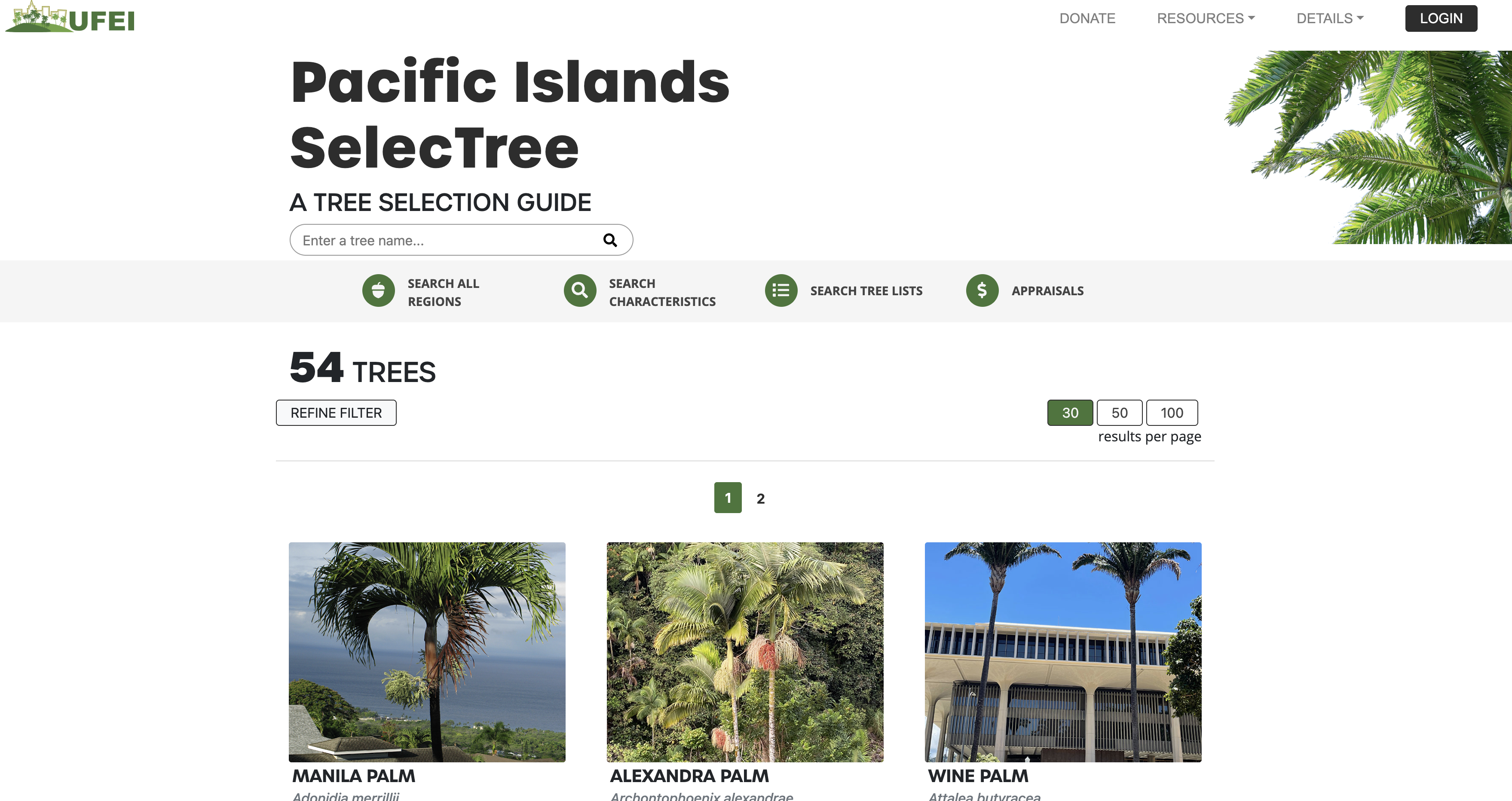 Selectree Pacific Islands interface screenshot