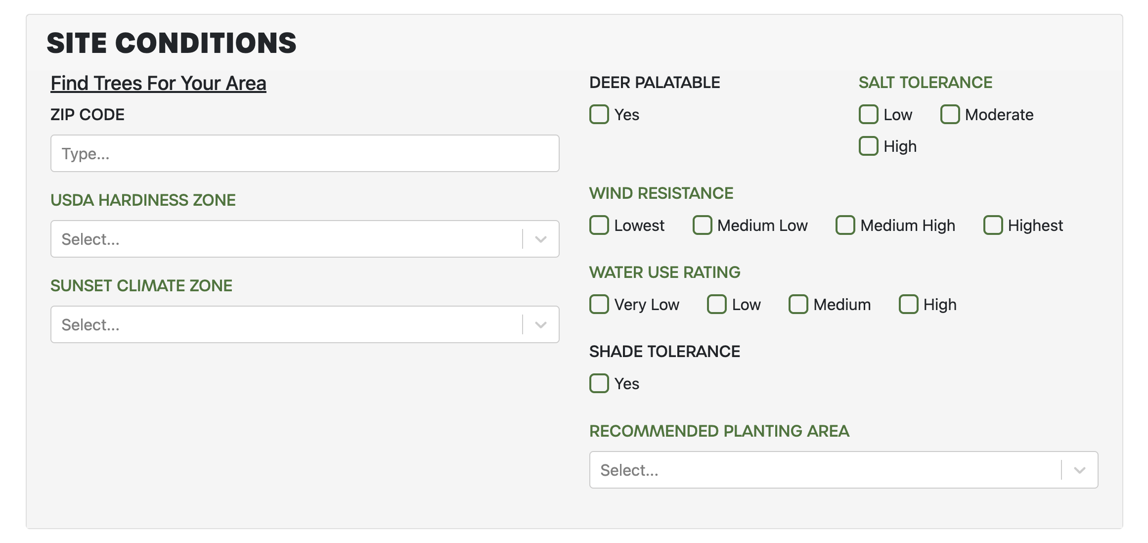 Site conditions matching